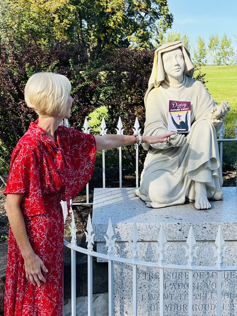 Donna-Marie Cooper O'Boyle presents on the life and spirituality of Saint Faustina on Saint Faustina's feast day October 5, 2023 at the National Shrine of the Divine Mercy in Stockbridge, Mass.